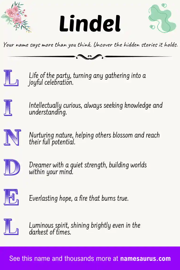Acrostic poem about Lindel.