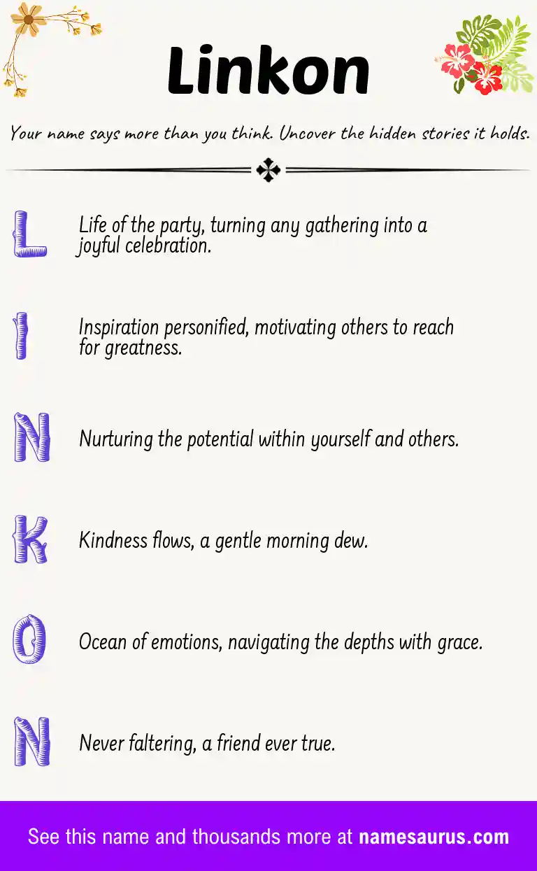 Acrostic poem about Linkon.