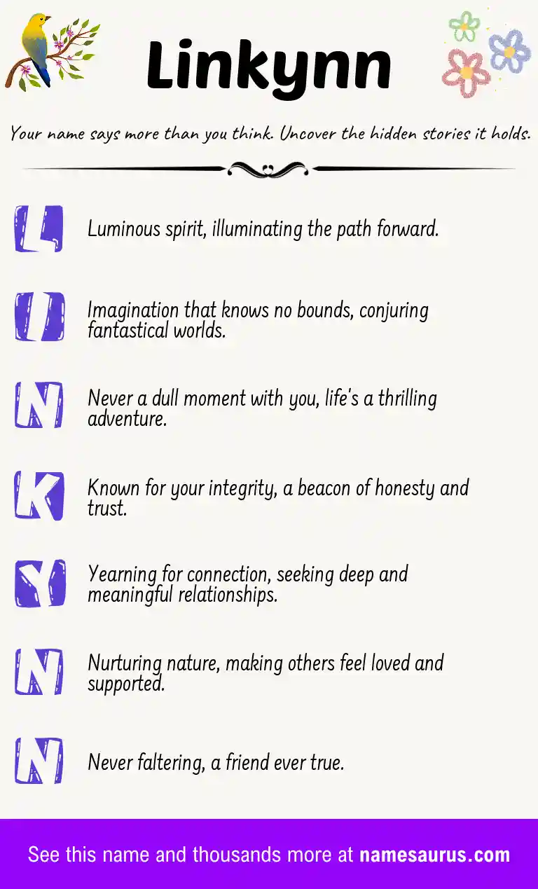 Acrostic poem about Linkynn.