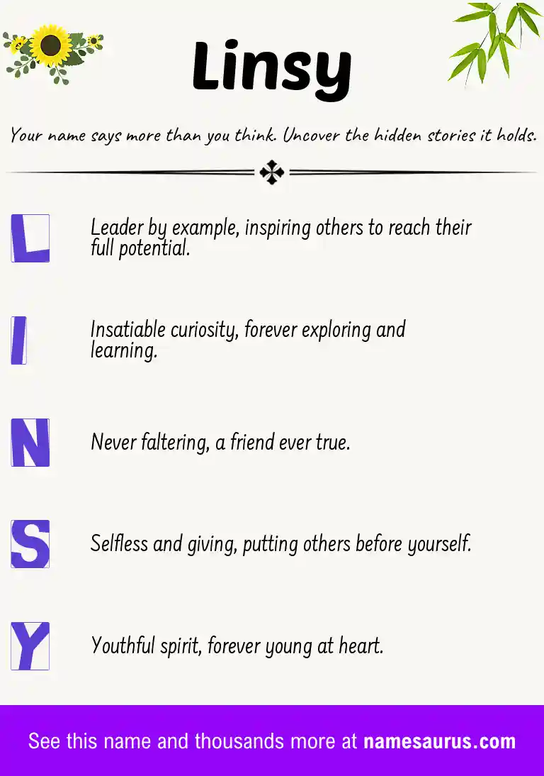 Acrostic poem about Linsy.