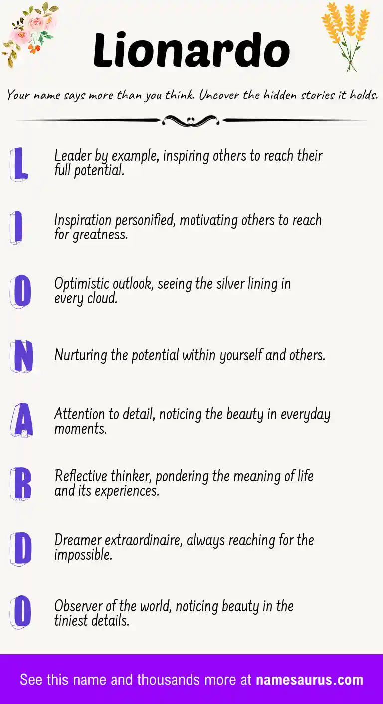 Acrostic poem about Lionardo.