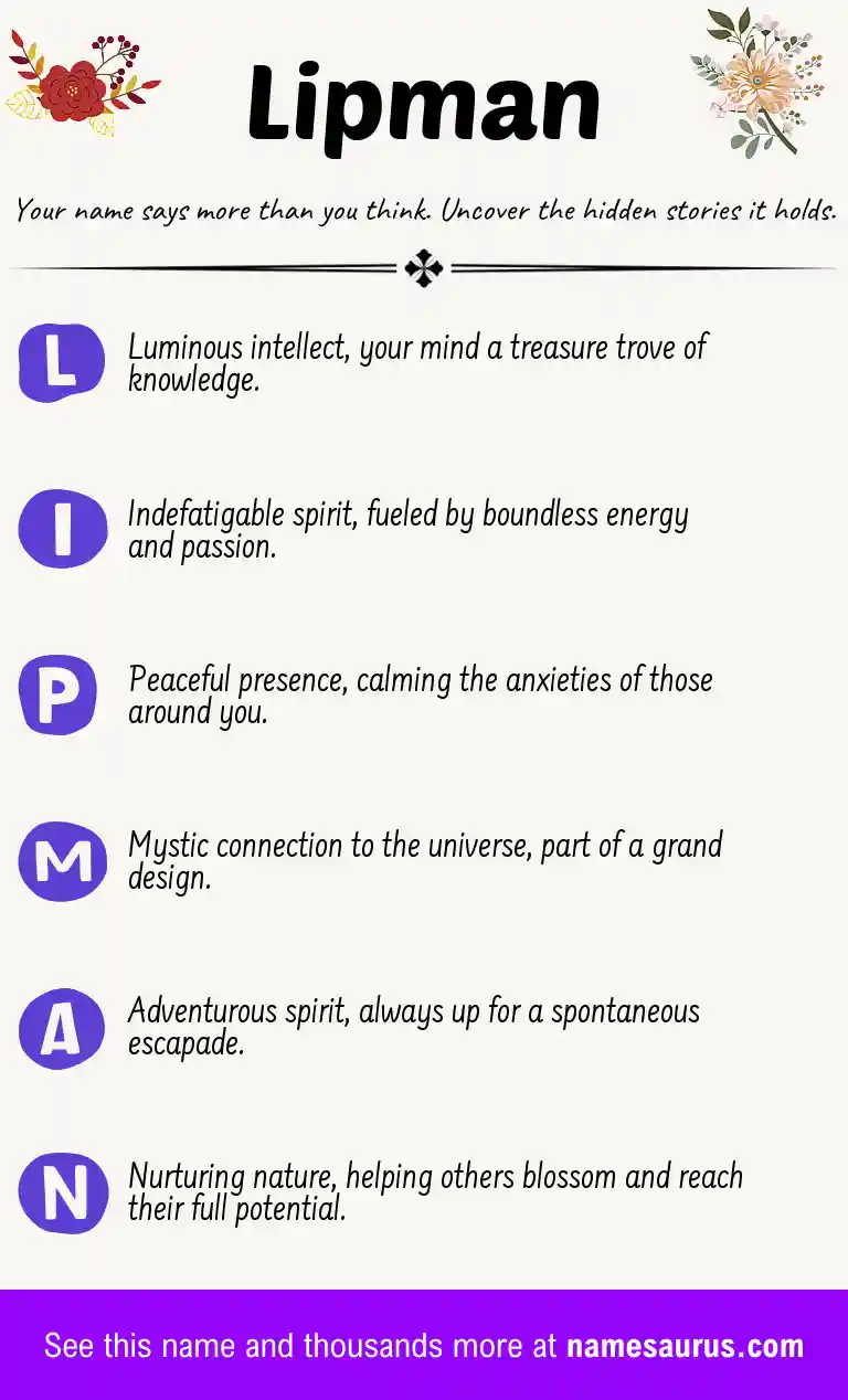 Acrostic poem about Lipman.