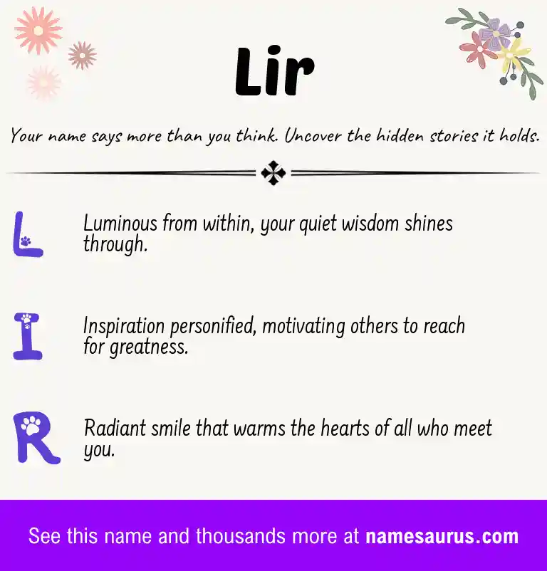 Acrostic poem about Lir.