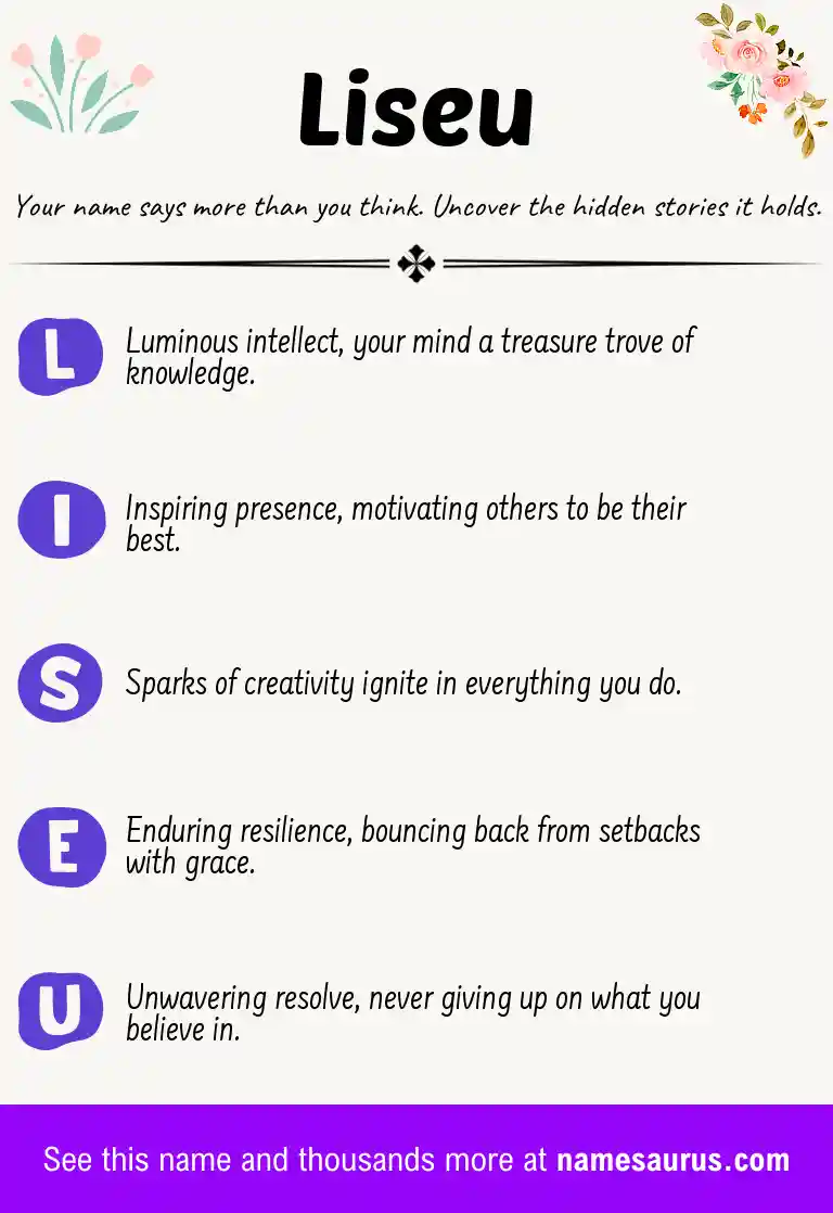 Acrostic poem about Liseu.
