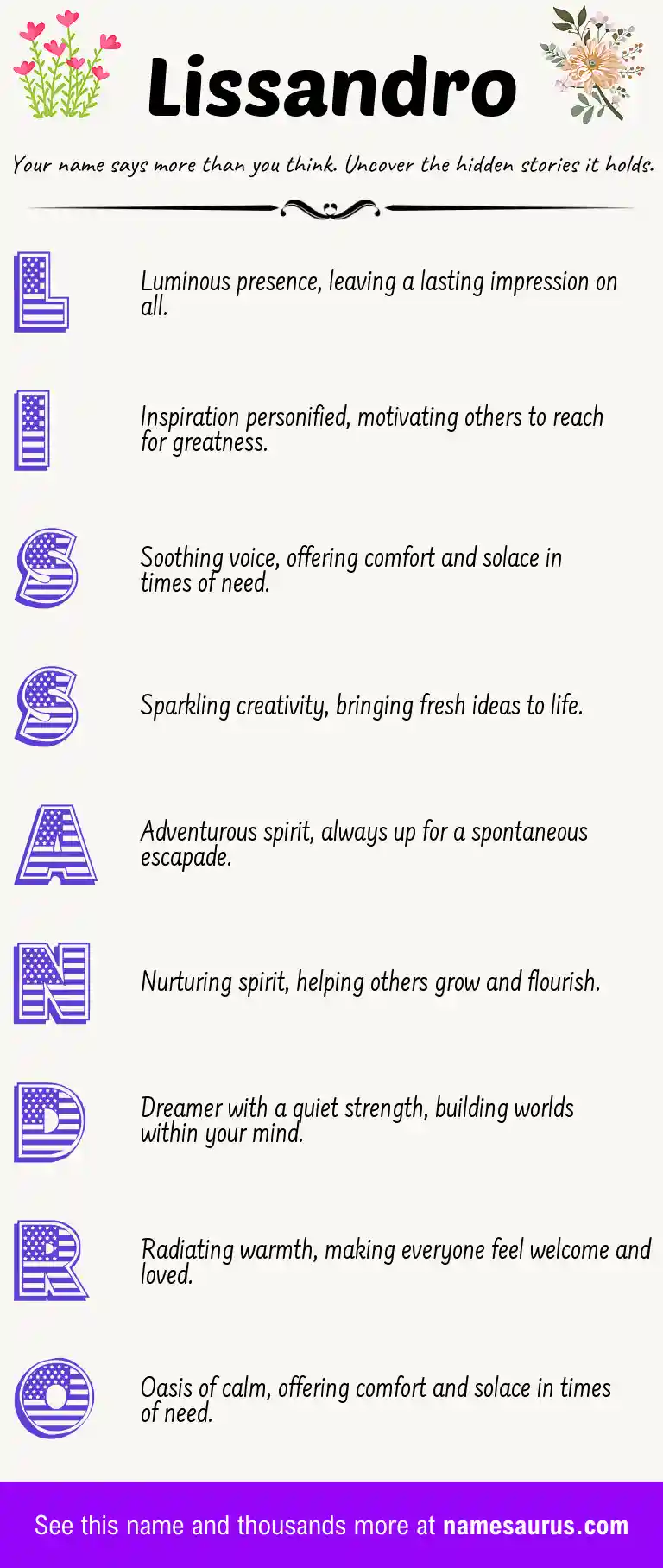 Acrostic poem about Lissandro.
