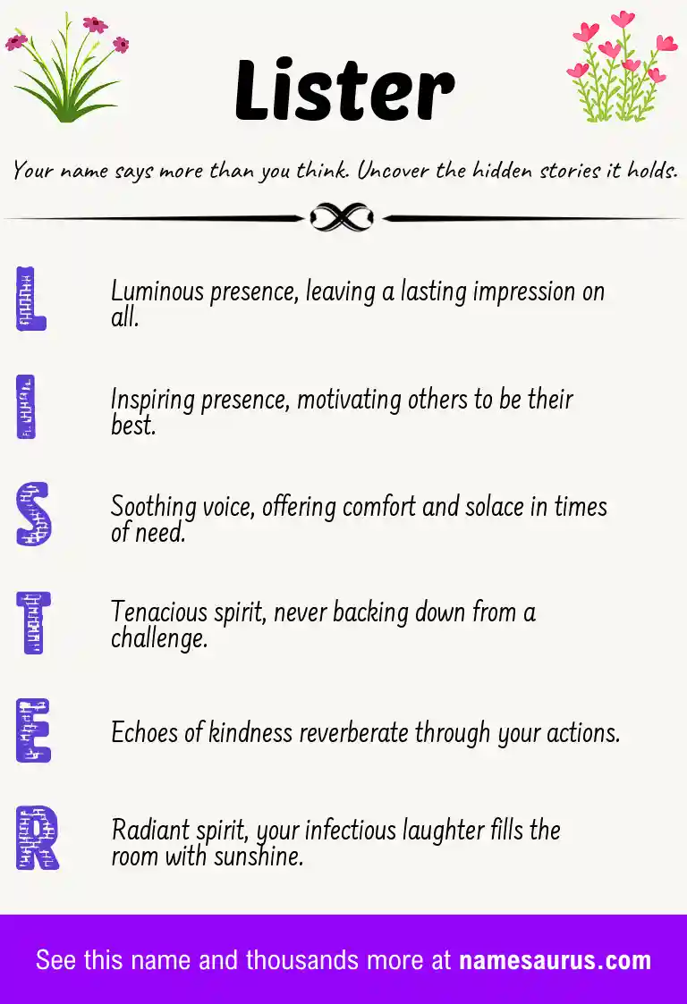 Acrostic poem about Lister.