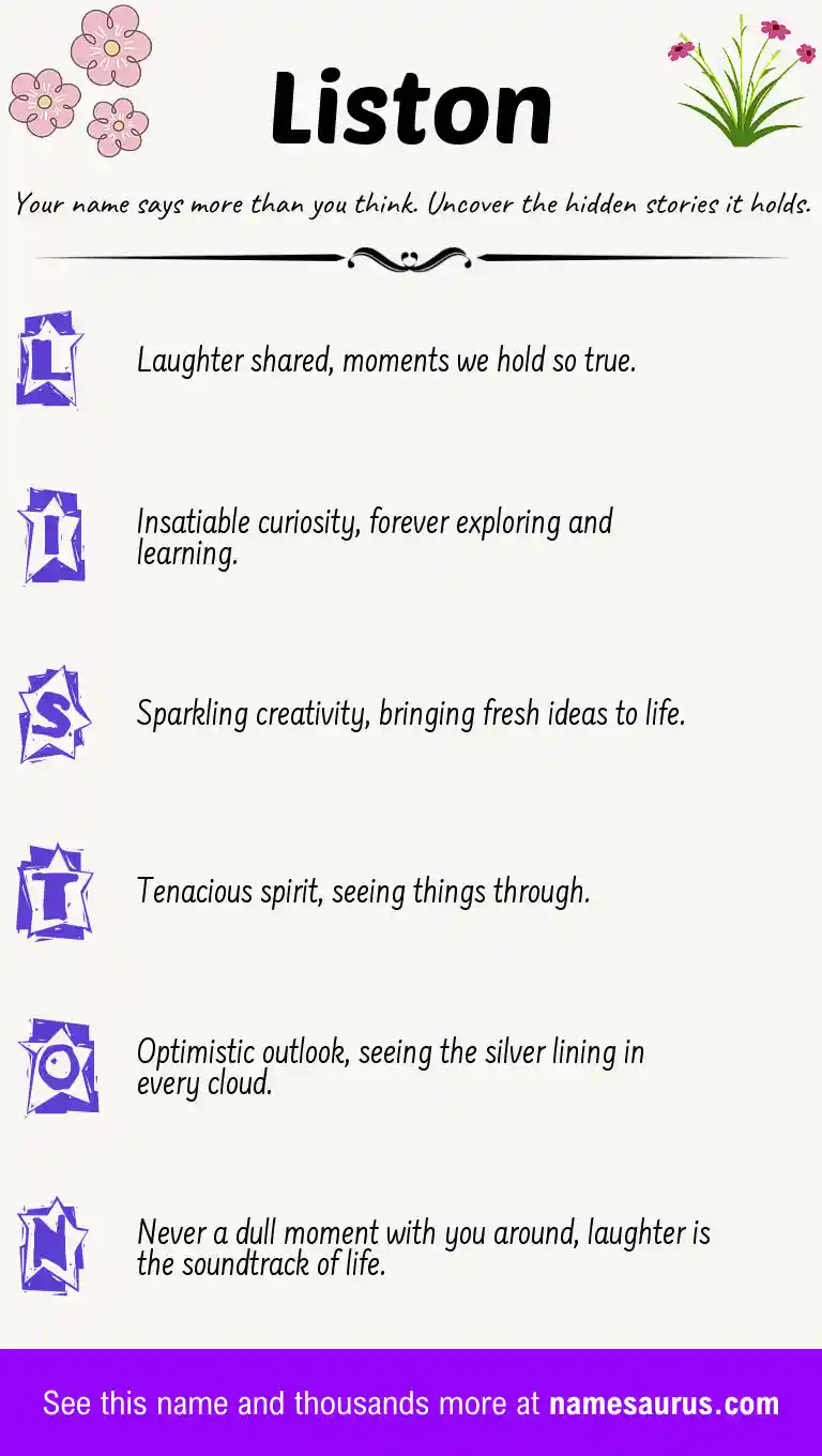 Acrostic poem about Liston.