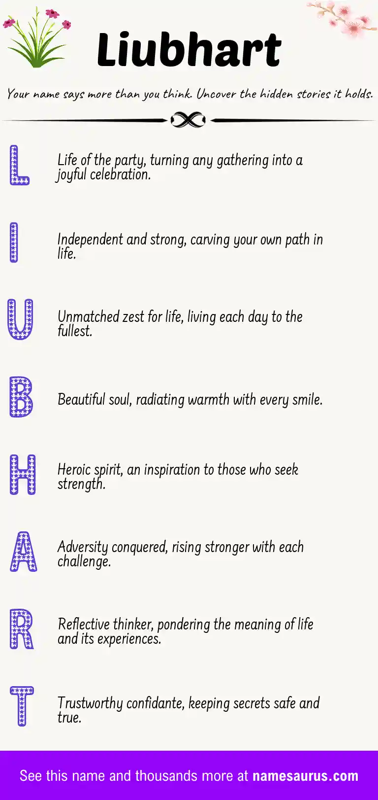 Acrostic poem about Liubhart.