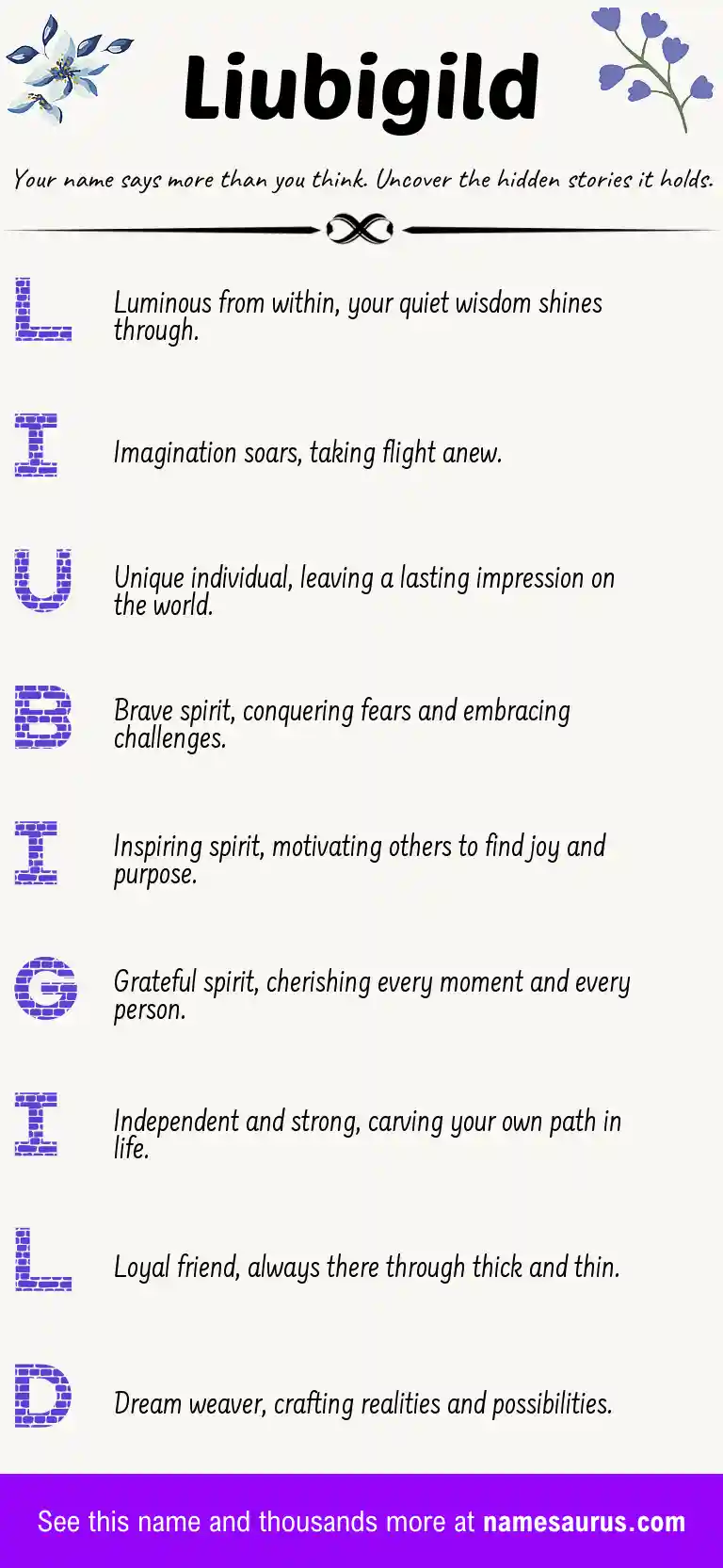 Acrostic poem about Liubigild.