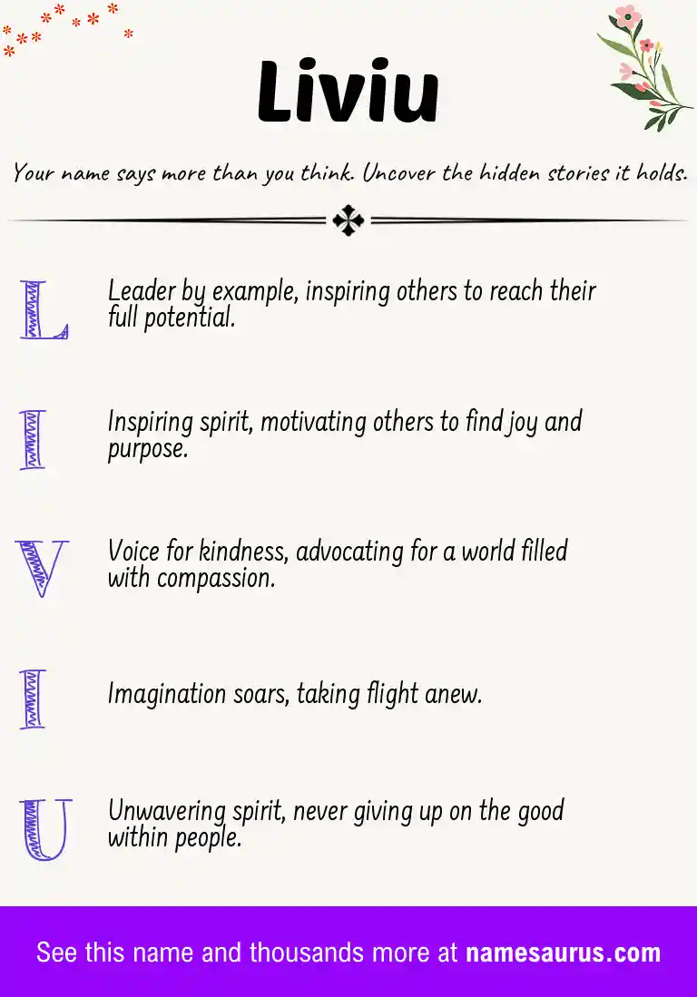 Acrostic poem about Liviu.