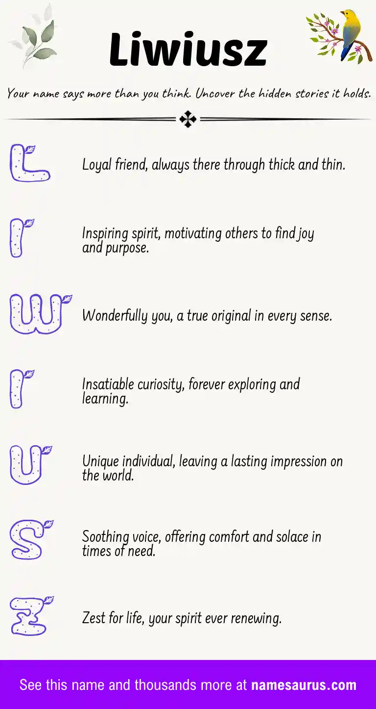 Acrostic poem about Liwiusz.