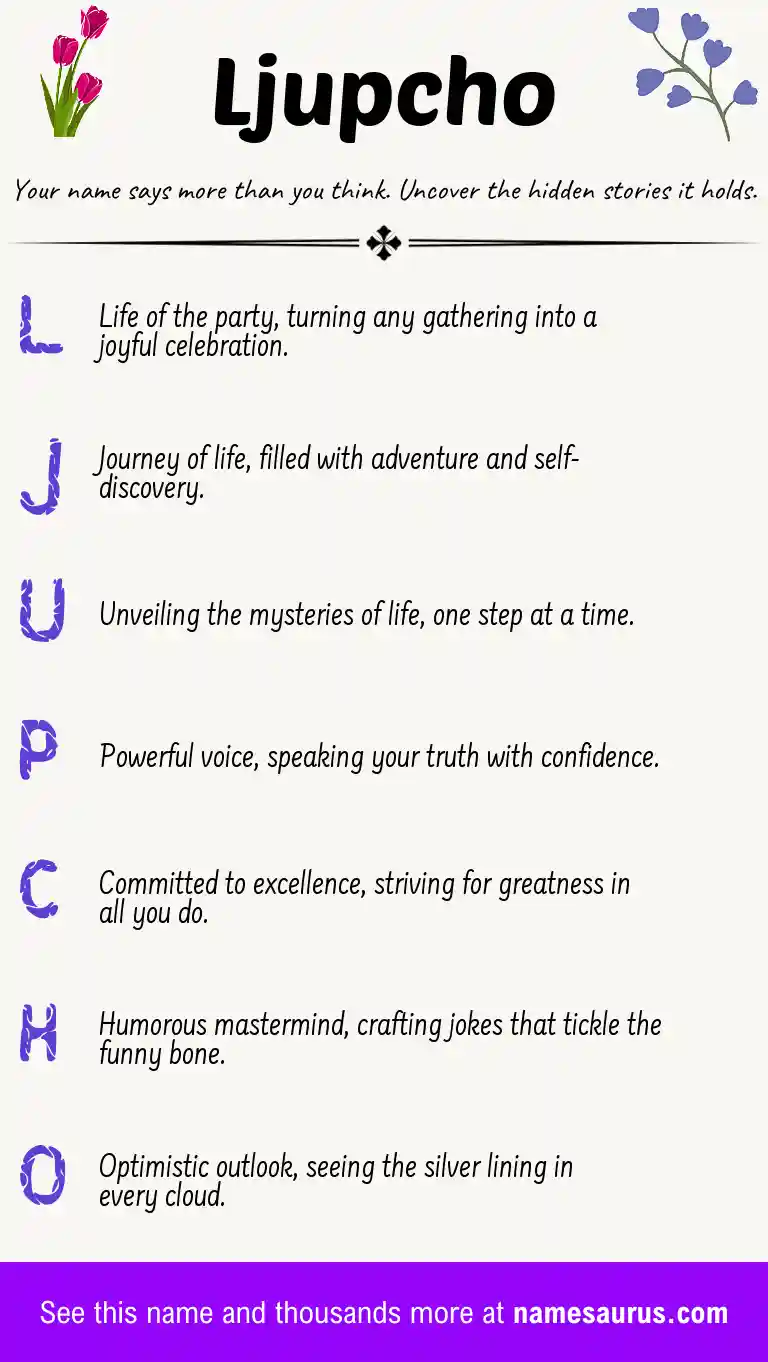 Acrostic poem about Ljupcho.