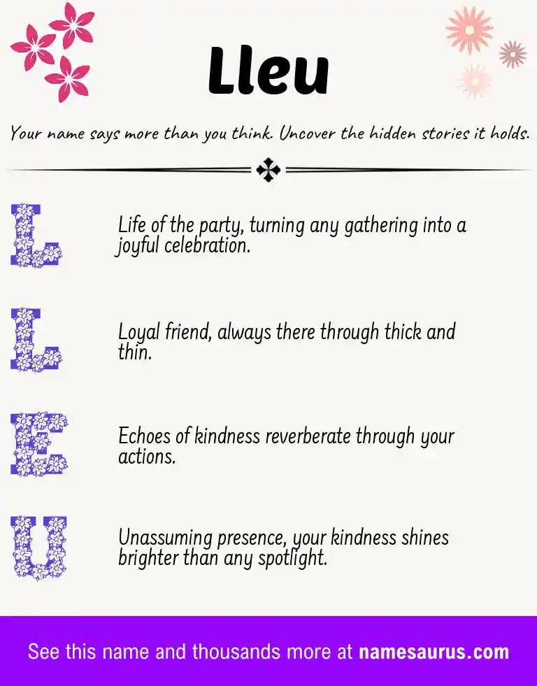 Acrostic poem about Lleu.