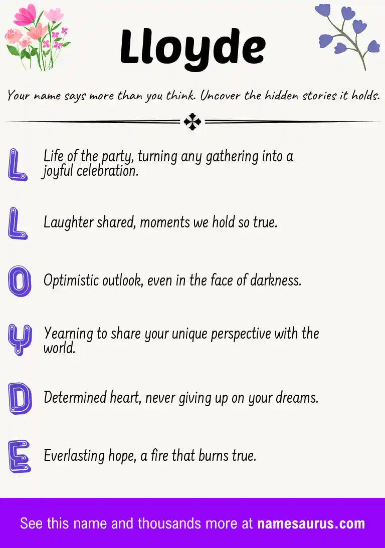 Acrostic poem about Lloyde.