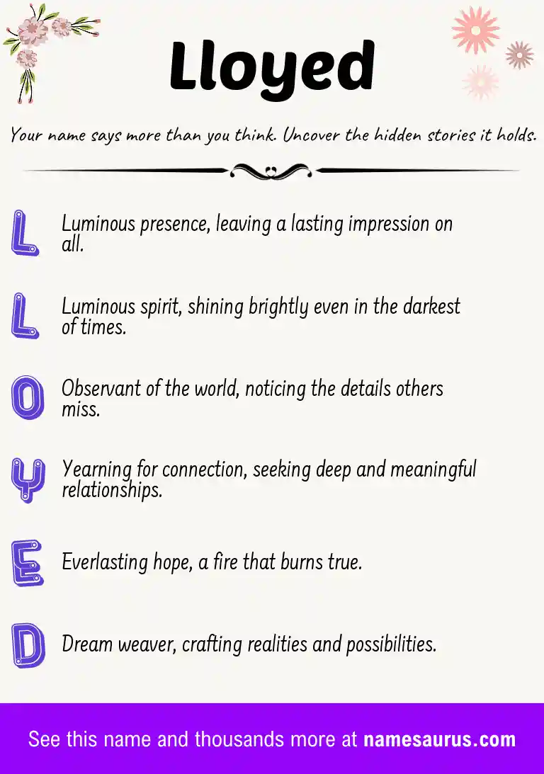 Acrostic poem about Lloyed.
