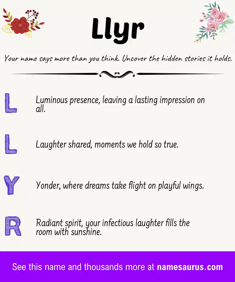 Acrostic poem about Llyr.
