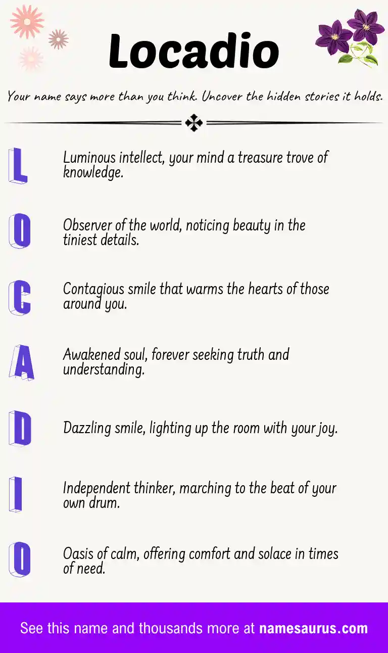 Acrostic poem about Locadio.