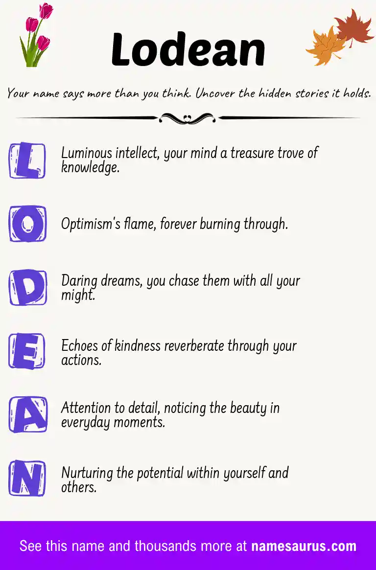 Acrostic poem about Lodean.
