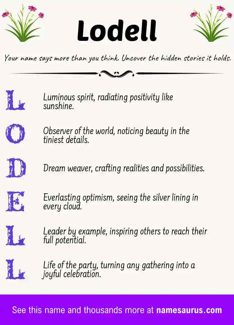 Acrostic poem about Lodell.