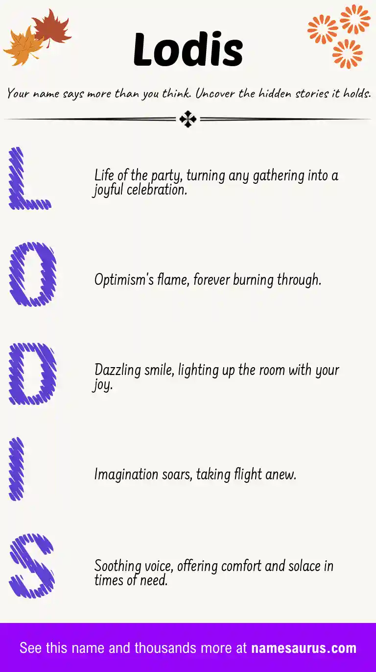 Acrostic poem about Lodis.