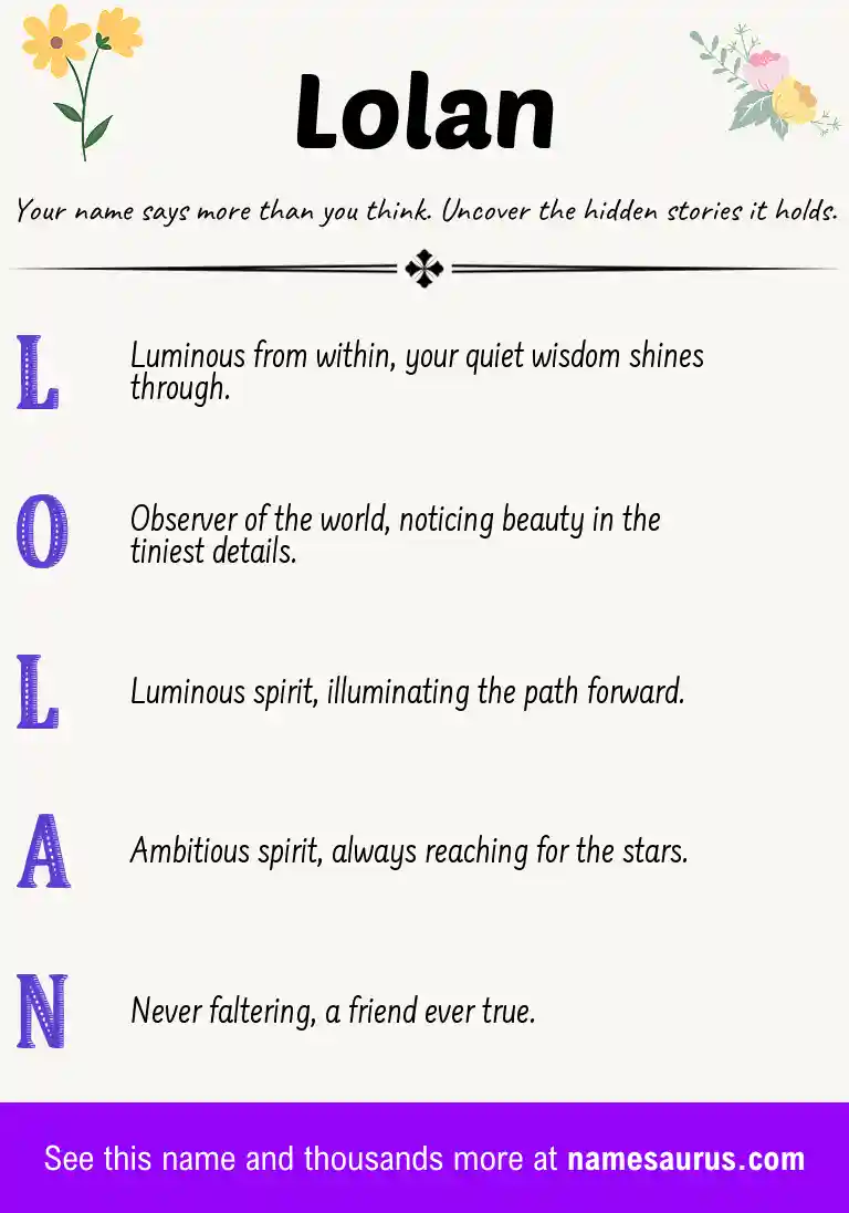 Acrostic poem about Lolan.