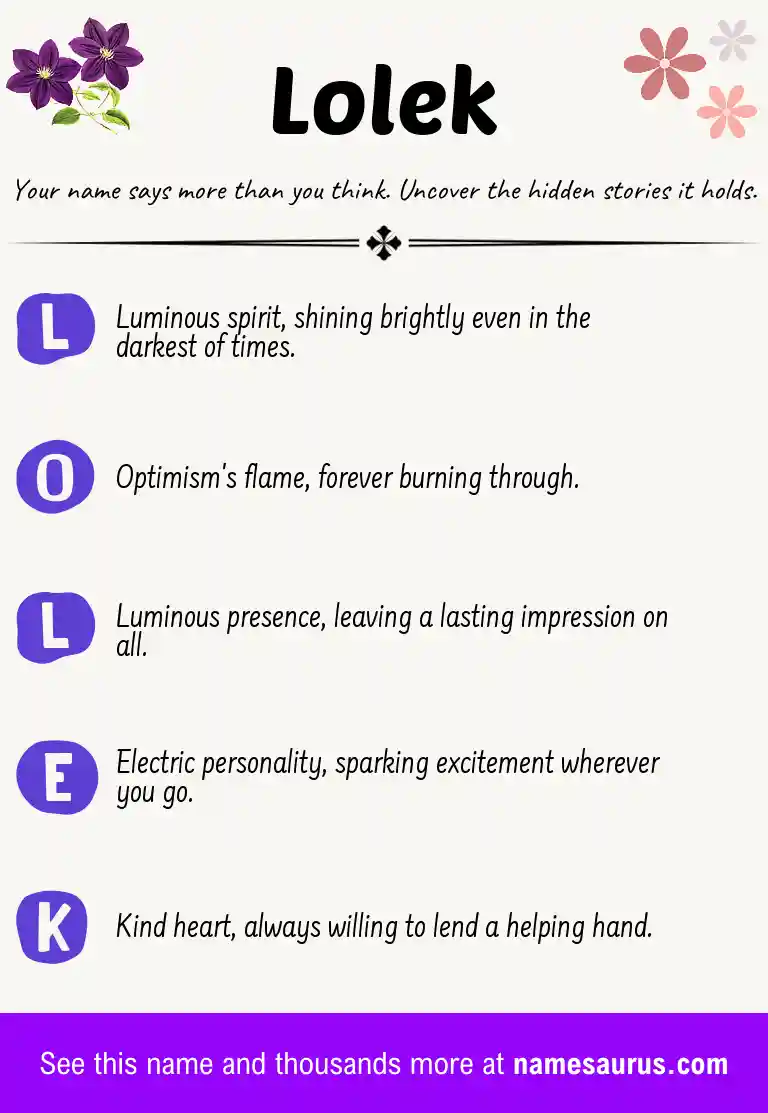 Acrostic poem about Lolek.