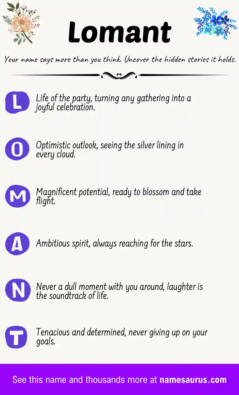 Acrostic poem about Lomant.