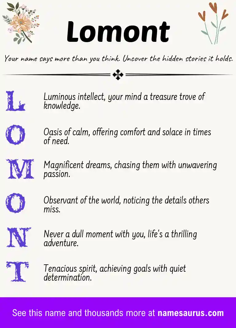 Acrostic poem about Lomont.