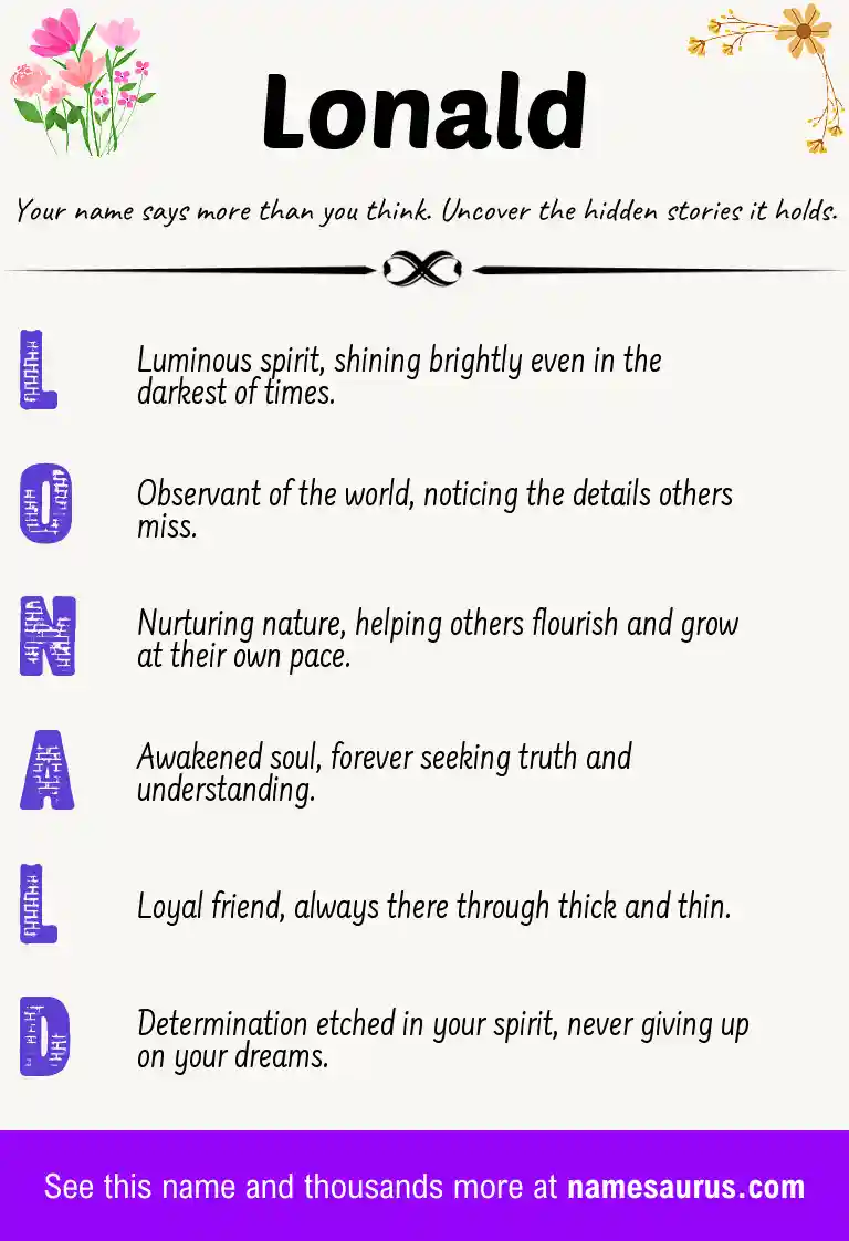 Acrostic poem about Lonald.