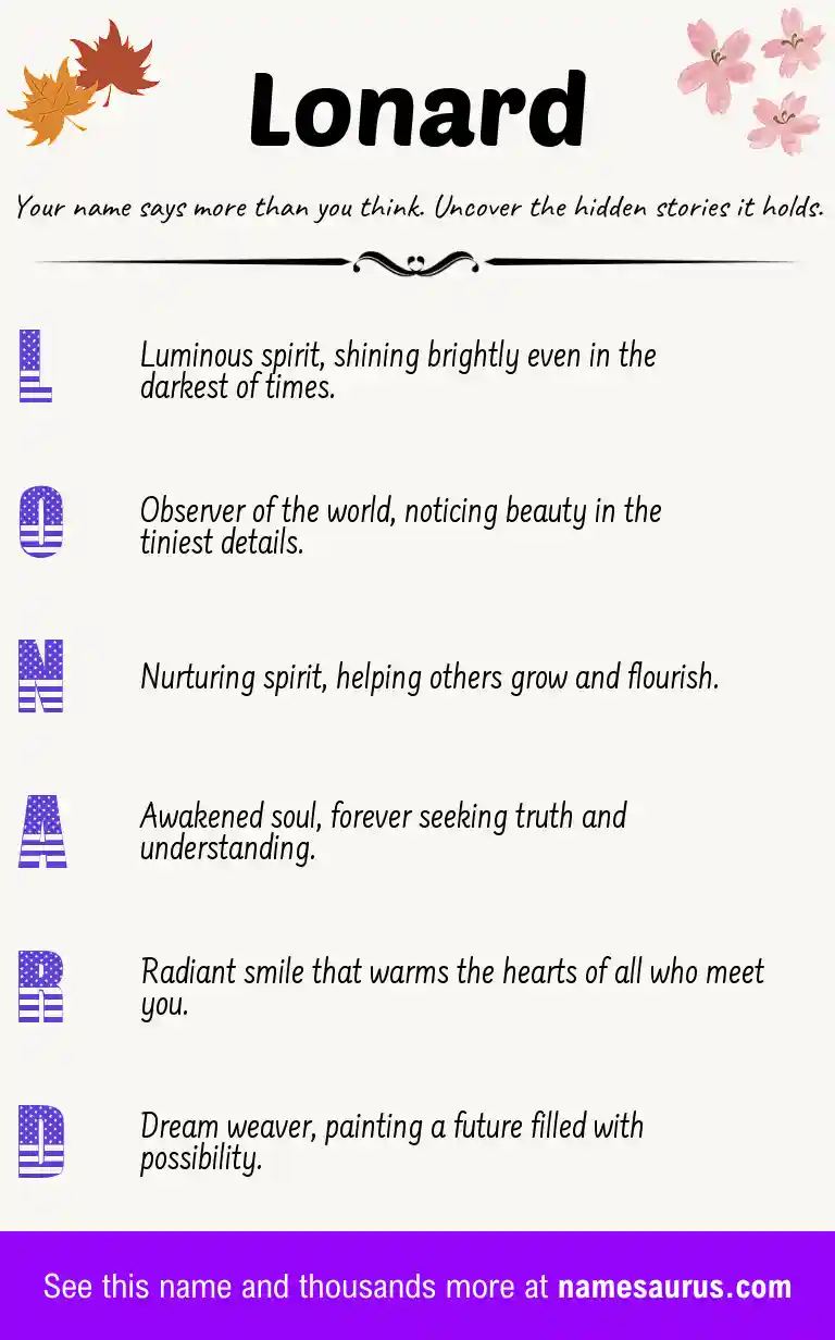Acrostic poem about Lonard.