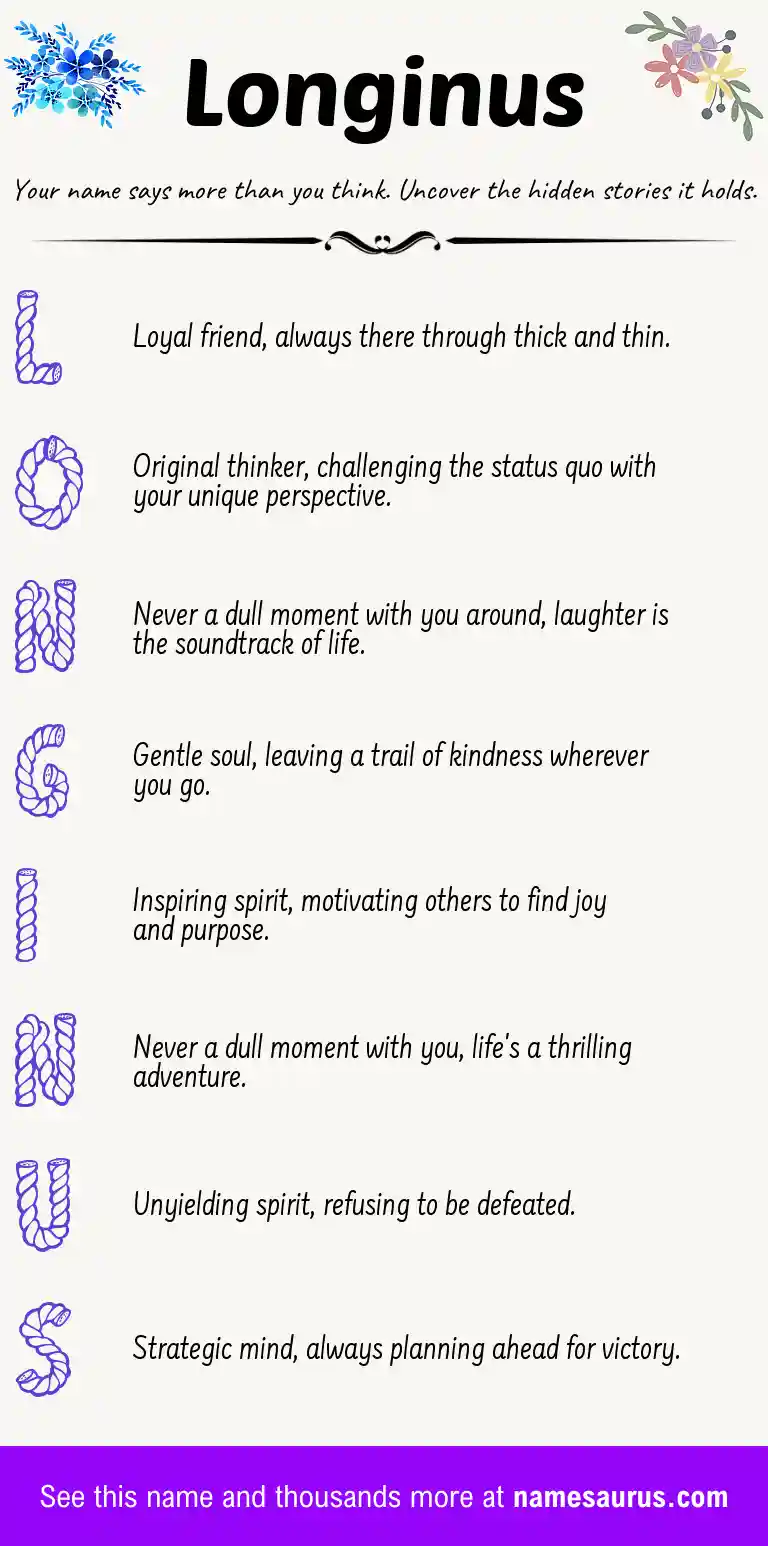 Acrostic poem about Longinus.