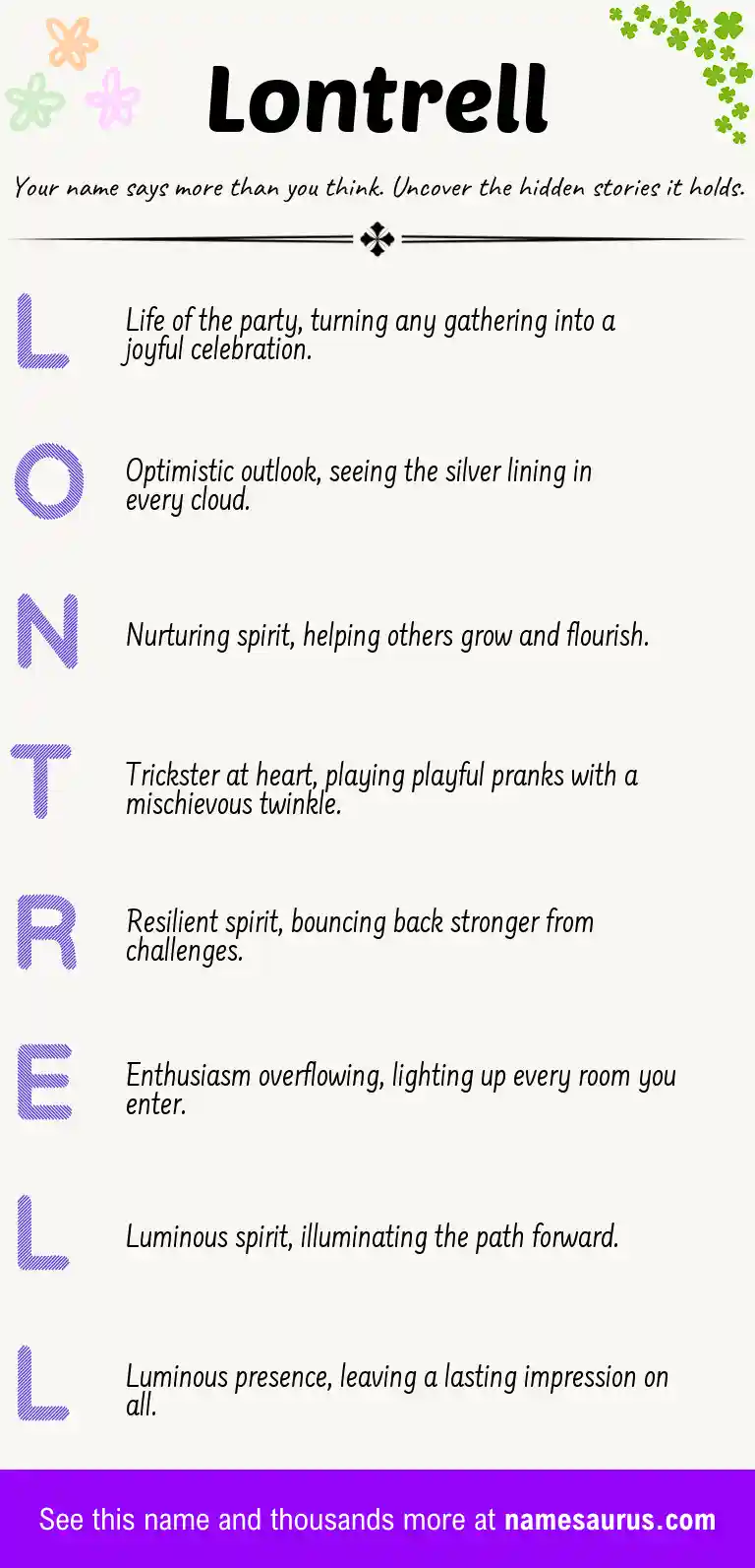 Acrostic poem about Lontrell.
