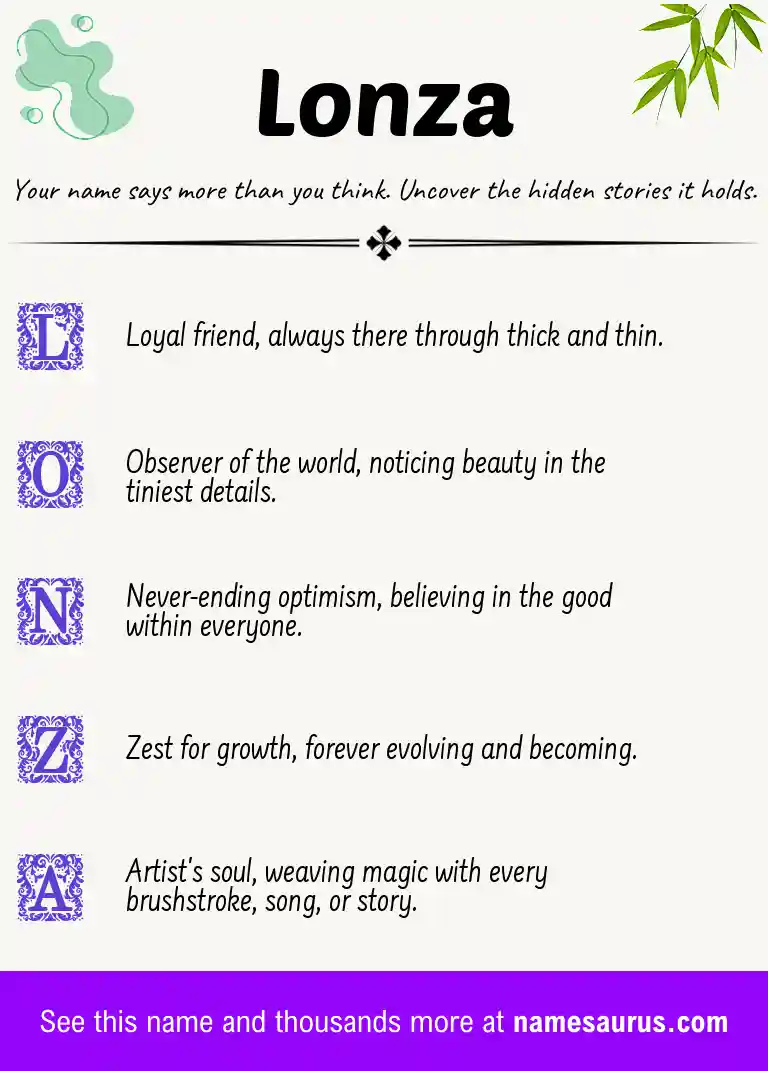 Acrostic poem about Lonza.