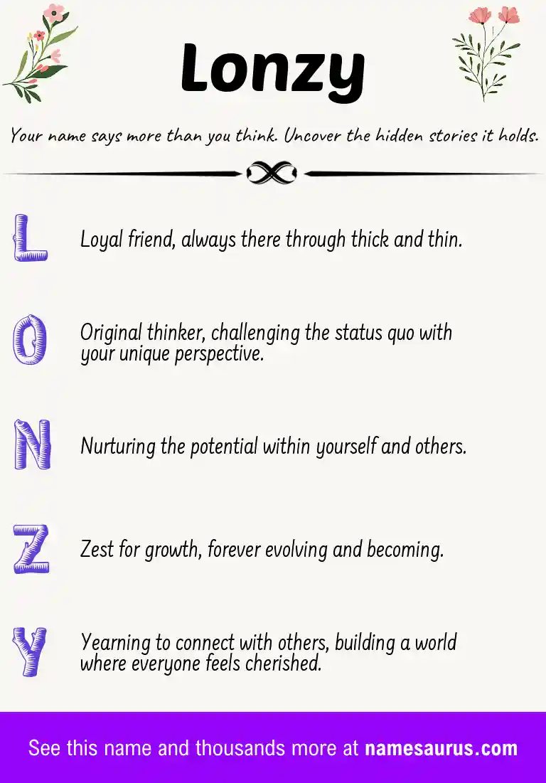 Acrostic poem about Lonzy.