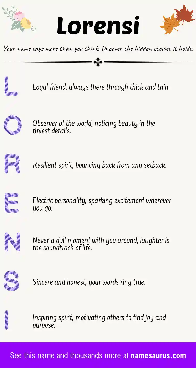 Acrostic poem about Lorensi.