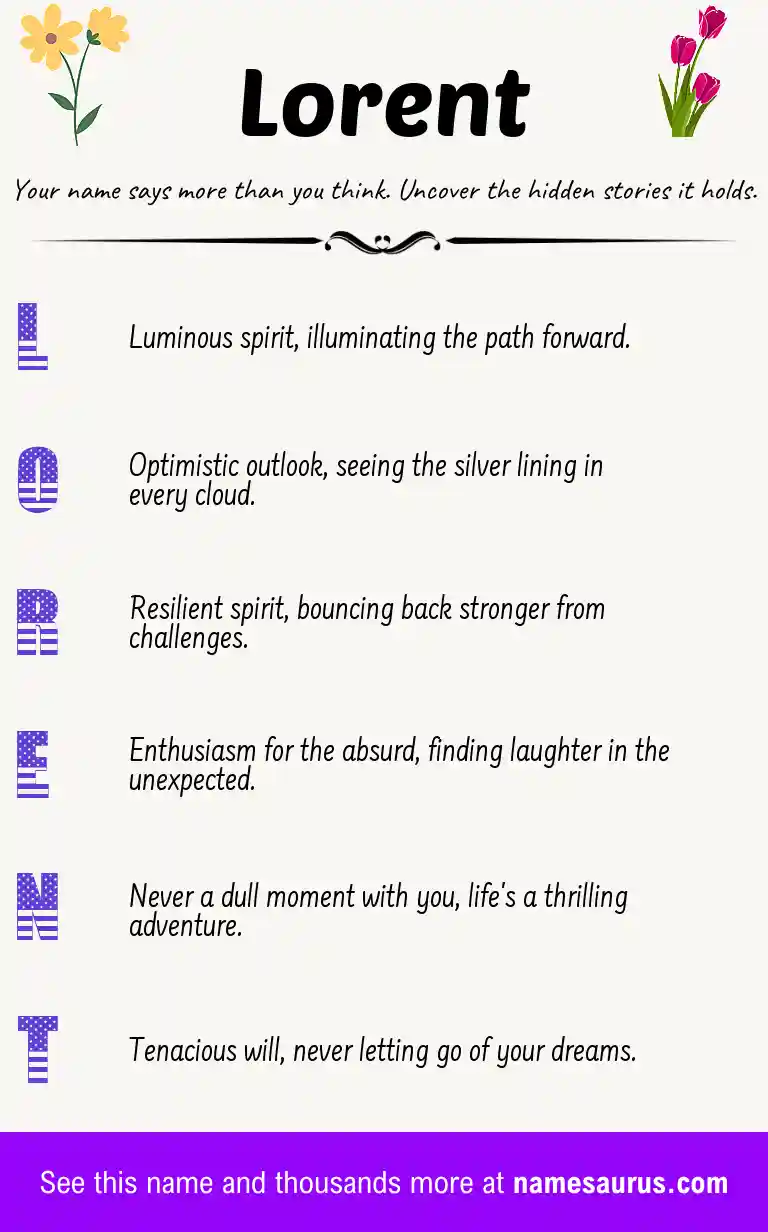 Acrostic poem about Lorent.