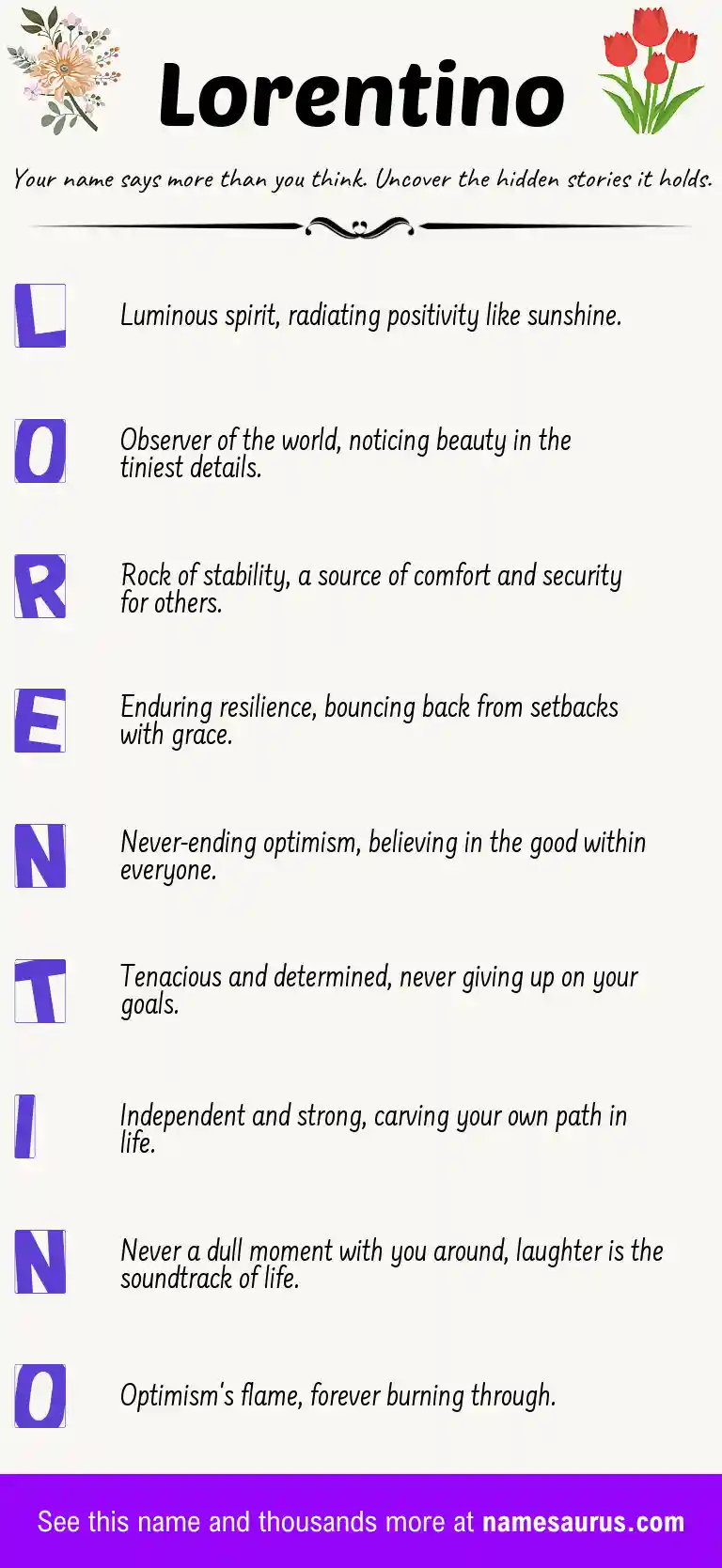 Acrostic poem about Lorentino.