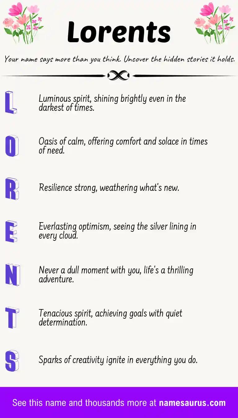Acrostic poem about Lorents.