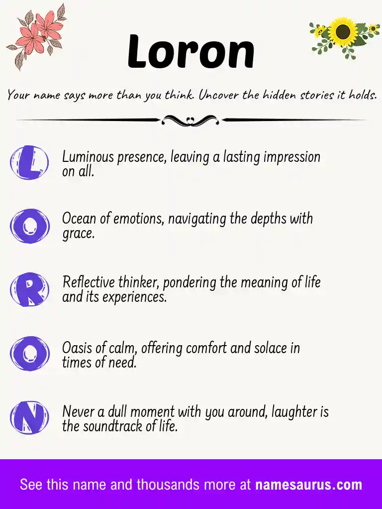 Acrostic poem about Loron.
