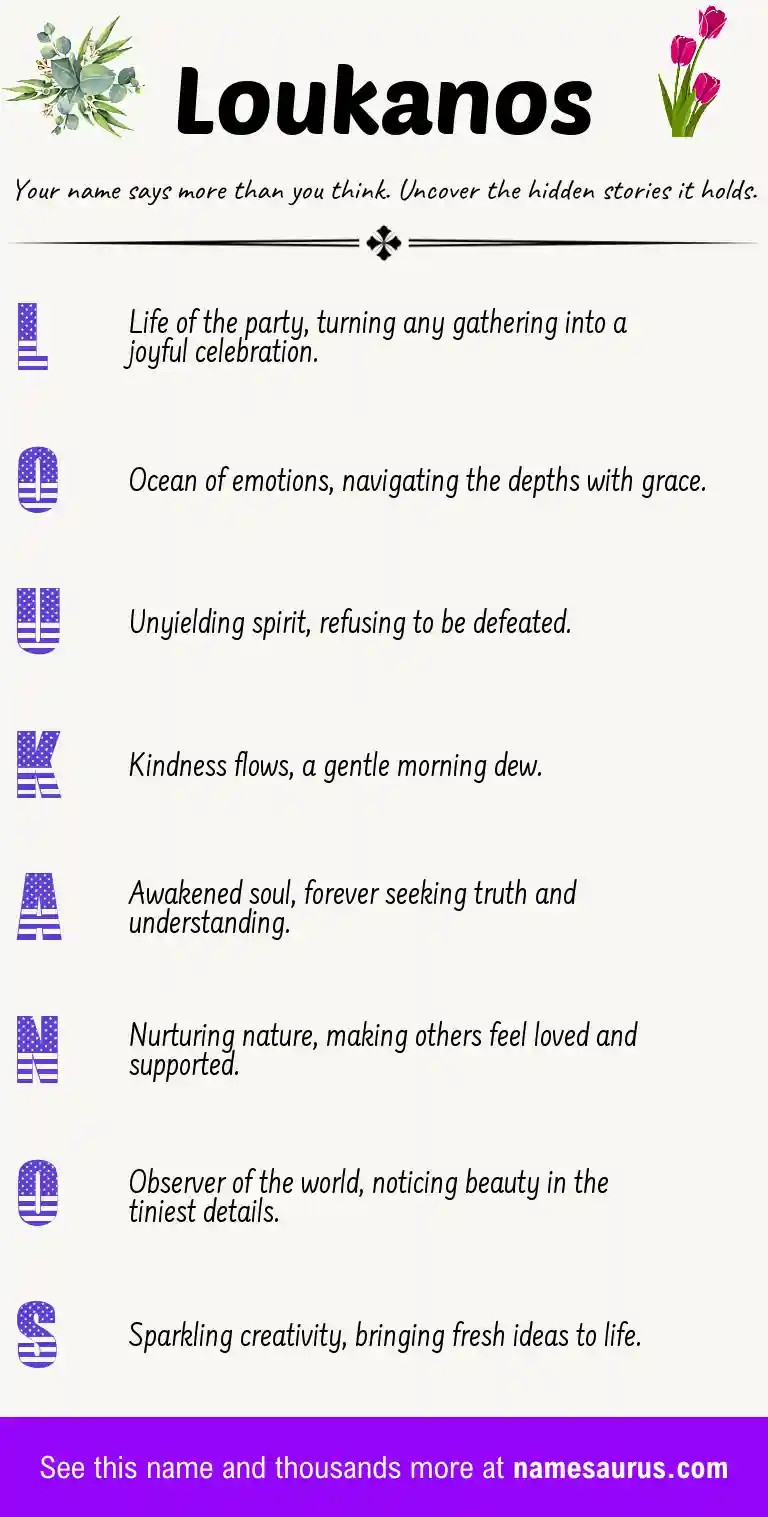 Acrostic poem about Loukanos.