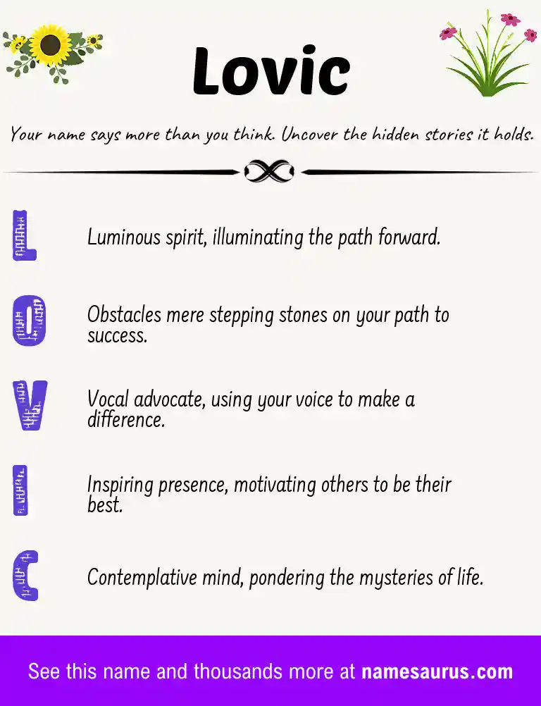 Acrostic poem about Lovic.