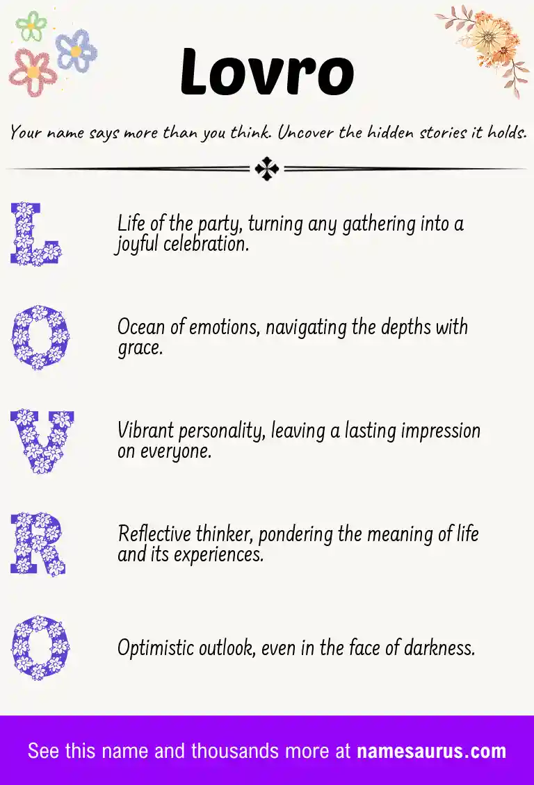 Acrostic poem about Lovro.