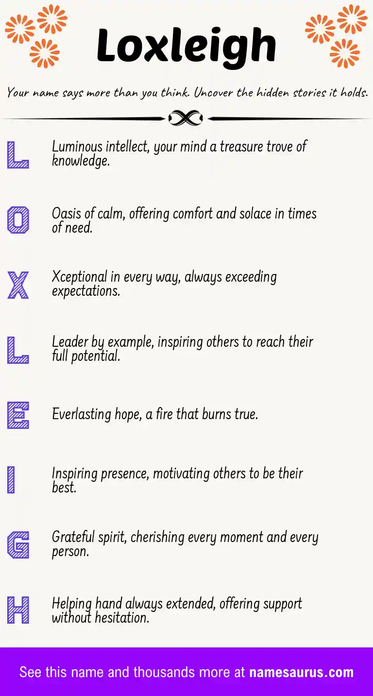 Acrostic poem about Loxleigh.