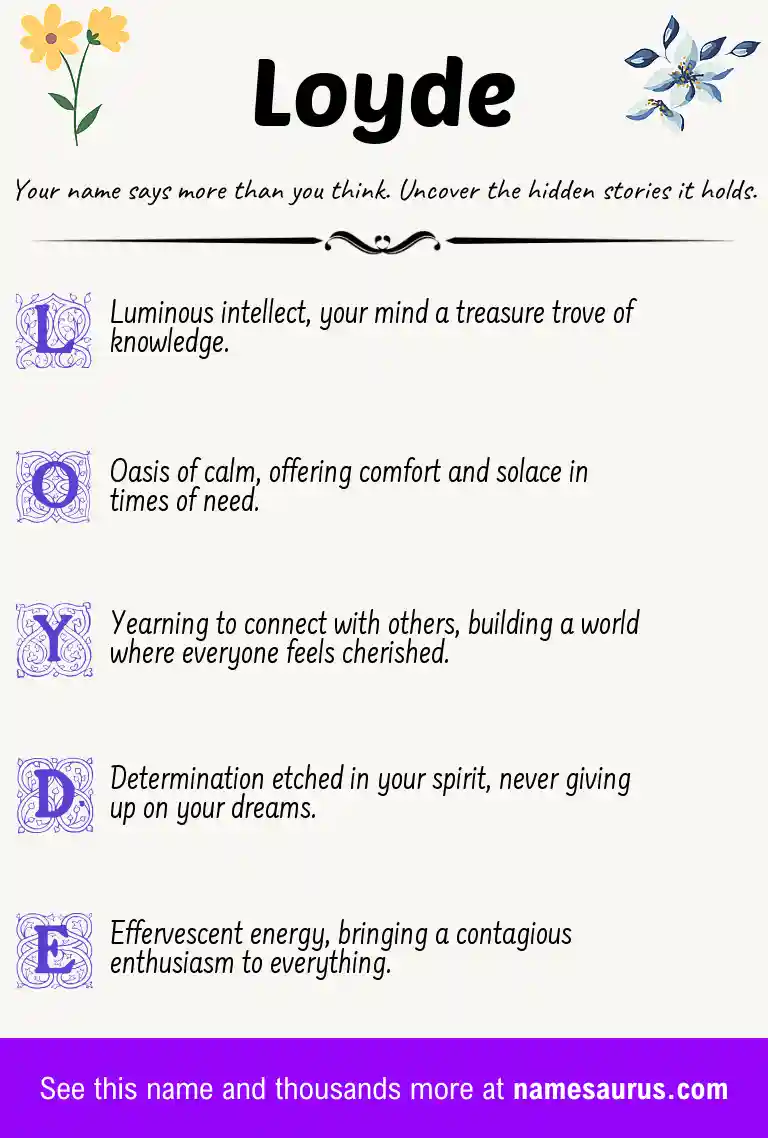 Acrostic poem about Loyde.