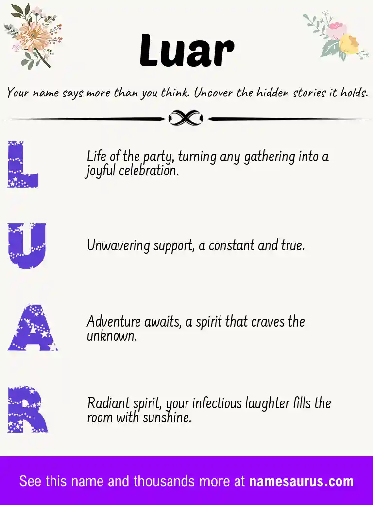 Acrostic poem about Luar.