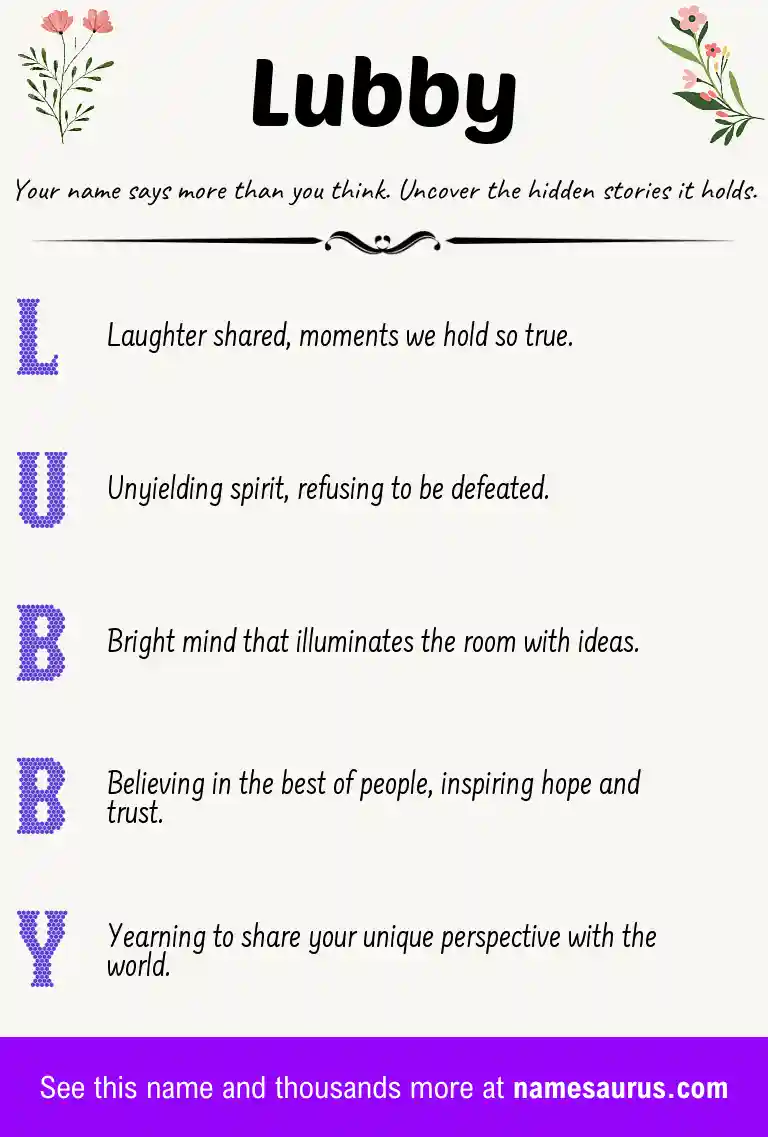 Acrostic poem about Lubby.