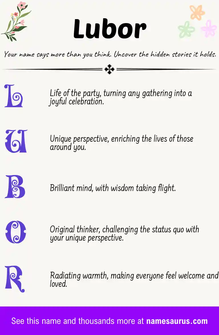 Acrostic poem about Lubor.