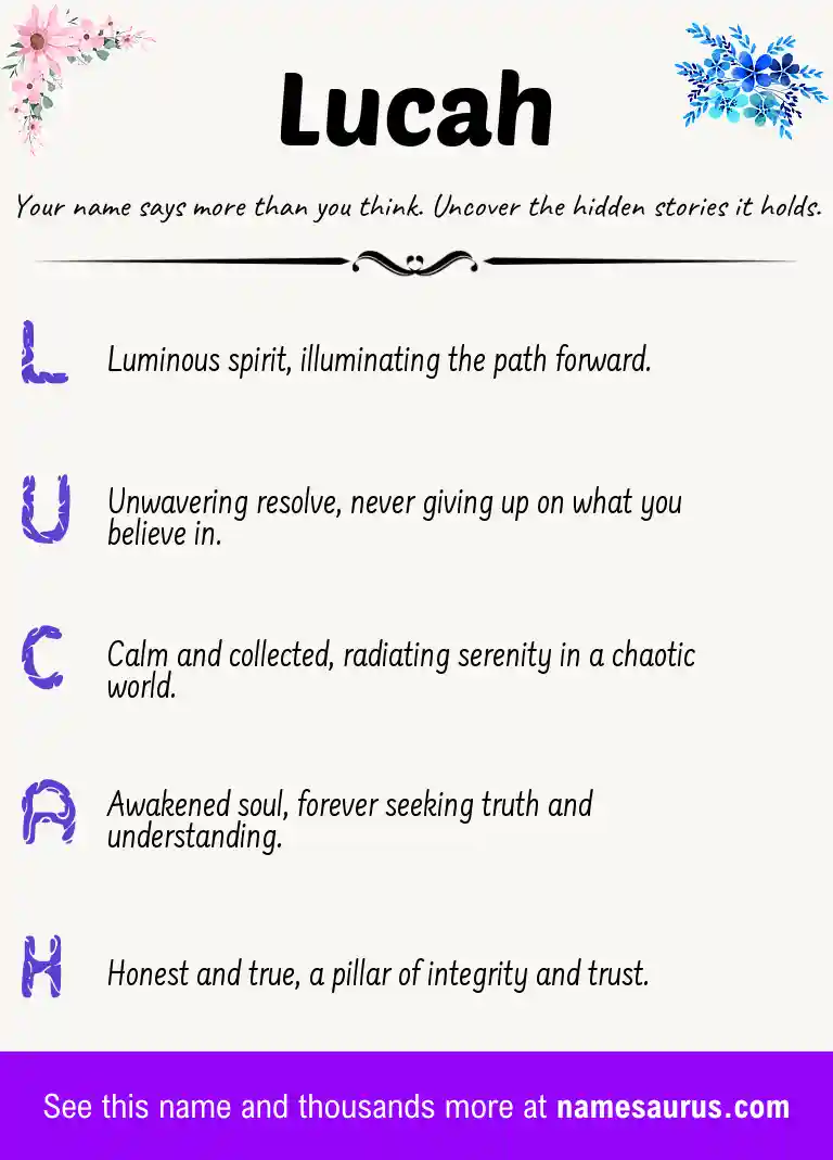 Acrostic poem about Lucah.