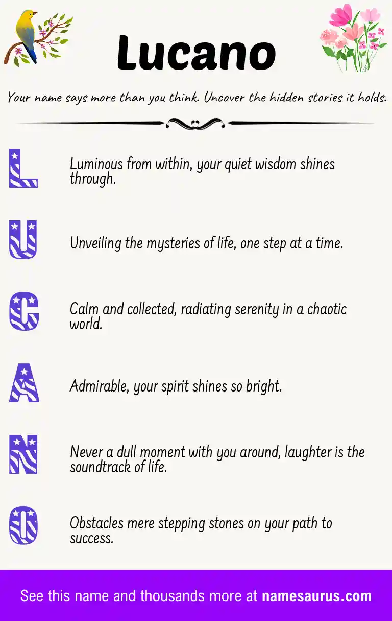 Acrostic poem about Lucano.