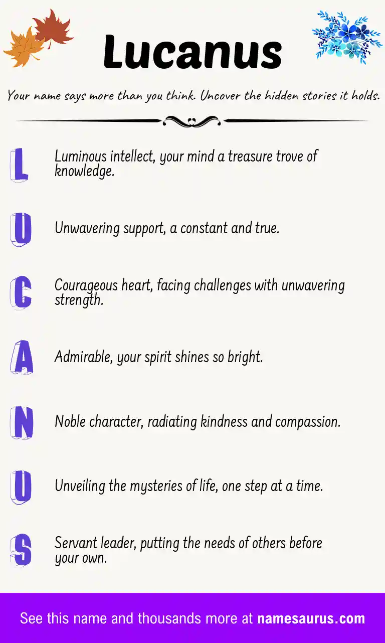 Acrostic poem about Lucanus.